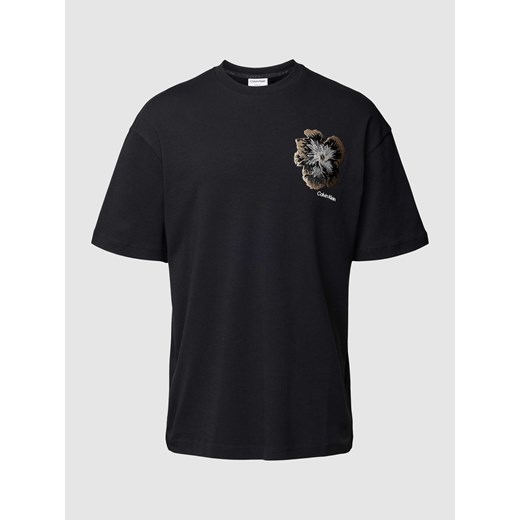 T-shirt z wyhaftowanym z motywem model ‘NIGHT FLOWER’ ze sklepu Peek&Cloppenburg  w kategorii T-shirty męskie - zdjęcie 169652902