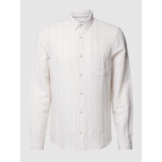 Koszula lniana o kroju regular fit z kieszenią na piersi ze sklepu Peek&Cloppenburg  w kategorii Koszule męskie - zdjęcie 169653000
