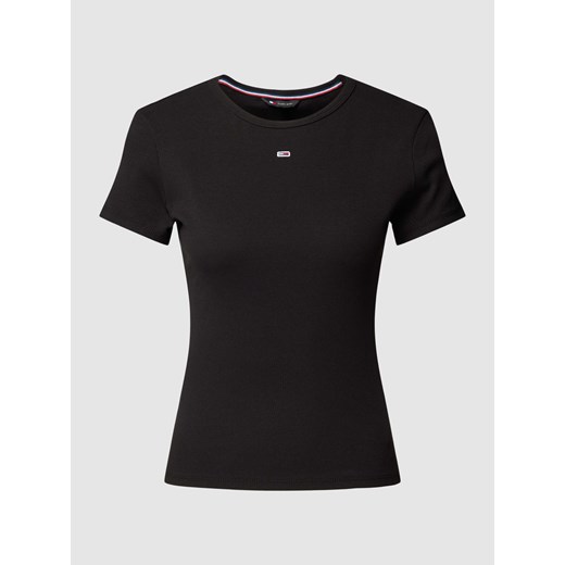 T-shirt o kroju slim fit z efektem prążkowania model ‘ESSENTIAL’ ze sklepu Peek&Cloppenburg  w kategorii Bluzki damskie - zdjęcie 169653202