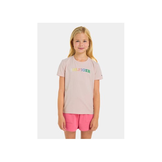 Tommy Hilfiger T-Shirt Monotype KG0KG07851 M Różowy Regular Fit ze sklepu MODIVO w kategorii Bluzki dziewczęce - zdjęcie 169657830