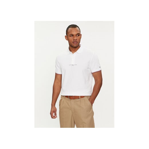 Tommy Hilfiger Polo Logo MW0MW34841 Biały Regular Fit ze sklepu MODIVO w kategorii T-shirty męskie - zdjęcie 169657993