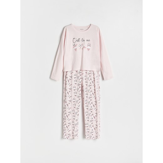 Reserved - Dwuczęściowa piżama - pastelowy róż ze sklepu Reserved w kategorii Piżamy dziecięce - zdjęcie 169661274