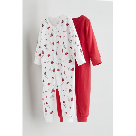 H & M - Bawełniana piżama we wzory 2-pak - Czerwony ze sklepu H&M w kategorii Pajacyki - zdjęcie 169675004