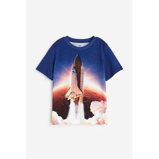 H & M - Dżersejowy T-shirt z nadrukiem - Niebieski ze sklepu H&M w kategorii Bluzki dziewczęce - zdjęcie 169675010