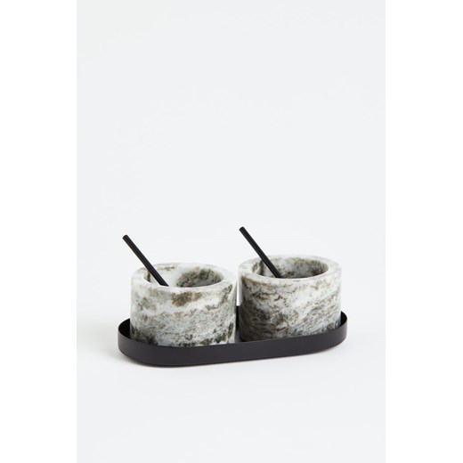 H & M - Marmurowe miseczki na'sól i pieprz - Brązowy H & M One Size H&M