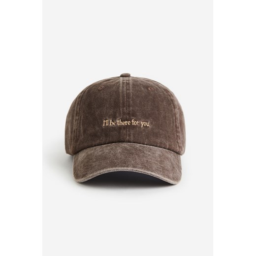 H & M - Bawełniana czapka z daszkiem i haftowanym motywem - Brązowy ze sklepu H&M w kategorii Czapki z daszkiem męskie - zdjęcie 169675572