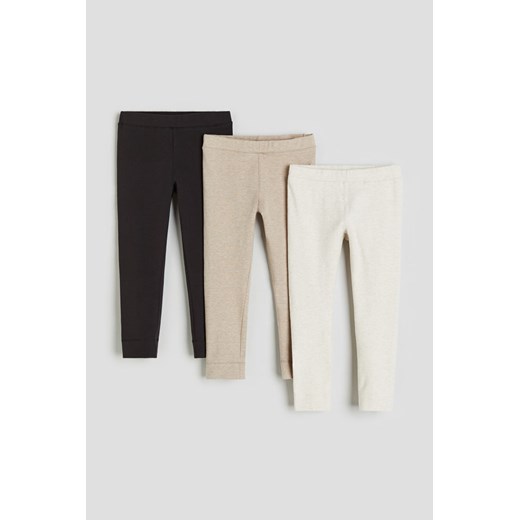 H & M - Bawełniane legginsy 3-pak - Szary ze sklepu H&M w kategorii Spodnie dziewczęce - zdjęcie 169675713