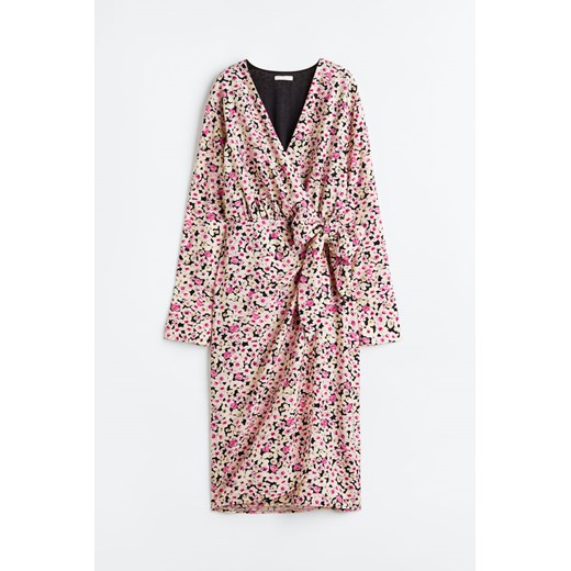 H & M - Kopertowa sukienka z węzłem - Różowy H & M XS H&M
