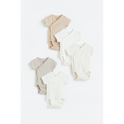 H & M - Bawełniane body 5-pak - Biały ze sklepu H&M w kategorii Body niemowlęce - zdjęcie 169675771