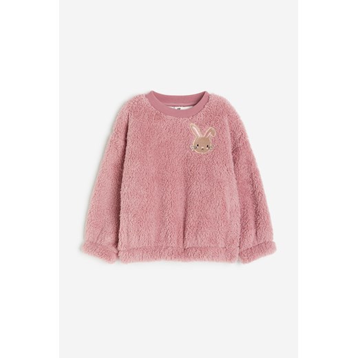 H & M - Bluza z futerkowego materiału - Różowy H & M 98;104 (2-4Y) H&M