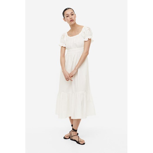 H & M - Sukienka z odkrytymi ramionami - Biały ze sklepu H&M w kategorii Sukienki - zdjęcie 169675872