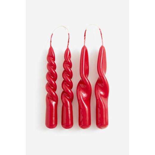 H & M - Spiralna świeczka miniaturowa 4-pak - Czerwony H & M One Size H&M