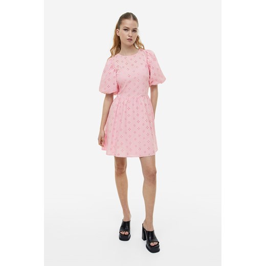 H & M - Sukienka z bufiastym rękawem - Różowy H & M M H&M