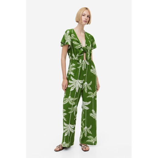 H & M - Kombinezon z domieszką lnu - Zielony ze sklepu H&M w kategorii Kombinezony damskie - zdjęcie 169676134