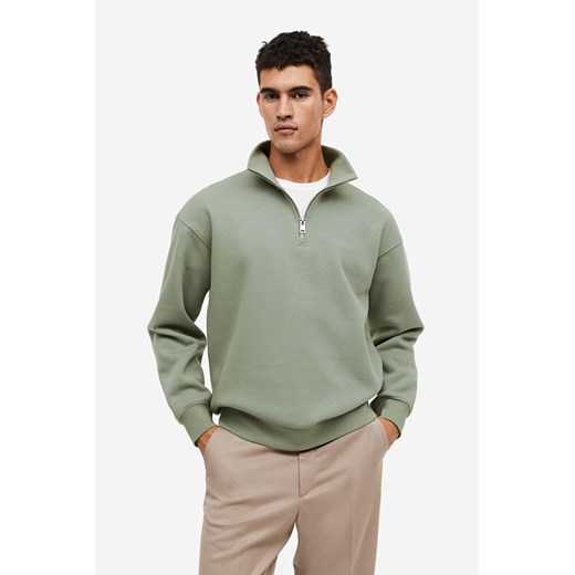 H & M - Bluza z suwakiem u góry Relaxed Fit - Zielony H & M M H&M