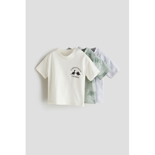 H & M - T-shirt 3-pak - Zielony ze sklepu H&M w kategorii T-shirty chłopięce - zdjęcie 169676273