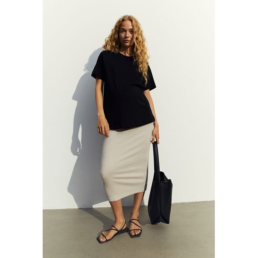 H & M - MAMA Dżersejowa spódnica w prążki - Beżowy ze sklepu H&M w kategorii Spódnice ciążowe - zdjęcie 169676364