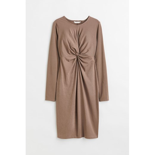 H & M - MAMA Drapowana sukienka dżersejowa - Brązowy ze sklepu H&M w kategorii Sukienki ciążowe - zdjęcie 169676390