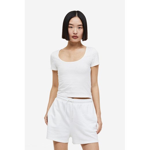 H & M - Top z bawełnianego dżerseju - Biały ze sklepu H&M w kategorii Bluzki damskie - zdjęcie 169676444