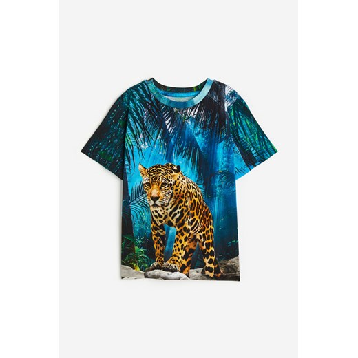 H & M - Dżersejowy T-shirt z nadrukiem - Niebieski ze sklepu H&M w kategorii T-shirty chłopięce - zdjęcie 169676680