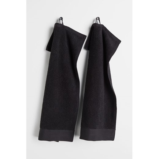 H & M - Ręcznik frotte dla gości 2-pak - Czarny ze sklepu H&M w kategorii Ręczniki - zdjęcie 169676720