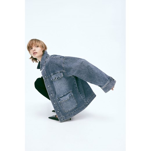 H & M - Dżinsowa kurtka koszulowa - Niebieski H & M XXL H&M