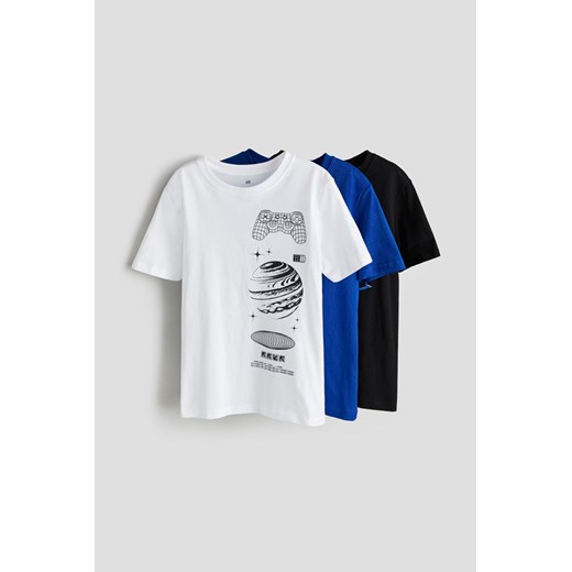 H & M - Bawełniany T-shirt 3-pak - Niebieski ze sklepu H&M w kategorii T-shirty chłopięce - zdjęcie 169677173