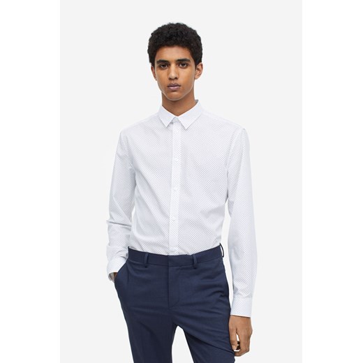 H & M - Koszula Easy iron Slim Fit - Biały ze sklepu H&M w kategorii Koszule męskie - zdjęcie 169677181