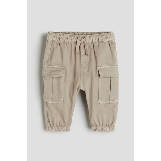 H & M - Joggersy z bawełnianego diagonalu - Brązowy ze sklepu H&M w kategorii Spodnie i półśpiochy - zdjęcie 169677190