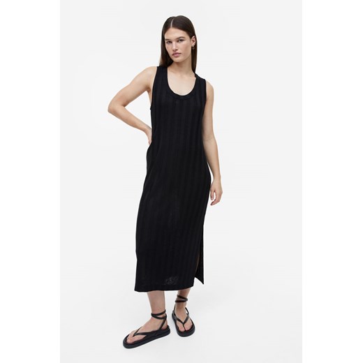 H & M - Sukienka z dzianiny w prążki - Czarny ze sklepu H&M w kategorii Sukienki - zdjęcie 169677341