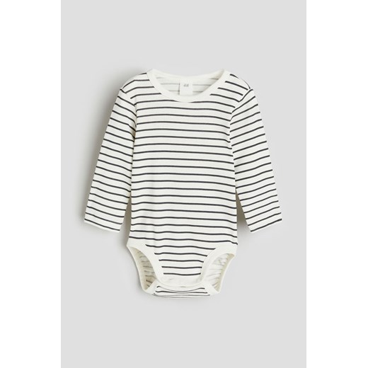 H & M - Body z długim rękawem - Biały ze sklepu H&M w kategorii Body niemowlęce - zdjęcie 169677344