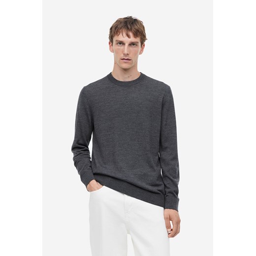 H & M - Sweter z wełny merynosowej Slim Fit - Szary H & M 3XL H&M