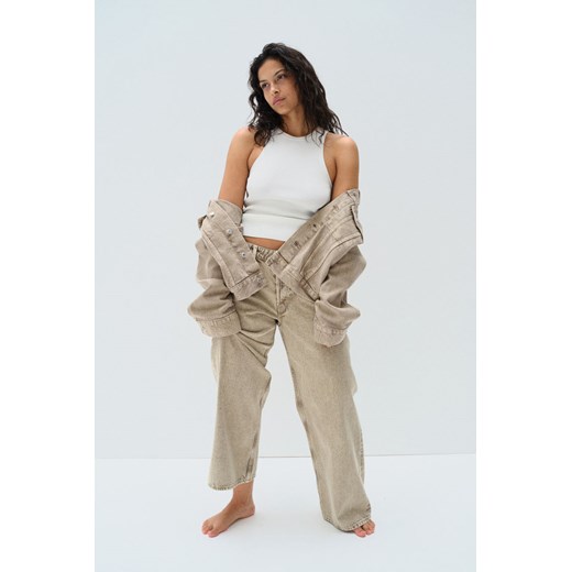 H & M - Curvy Fit Baggy Low Jeans - Beżowy ze sklepu H&M w kategorii Jeansy damskie - zdjęcie 169677603