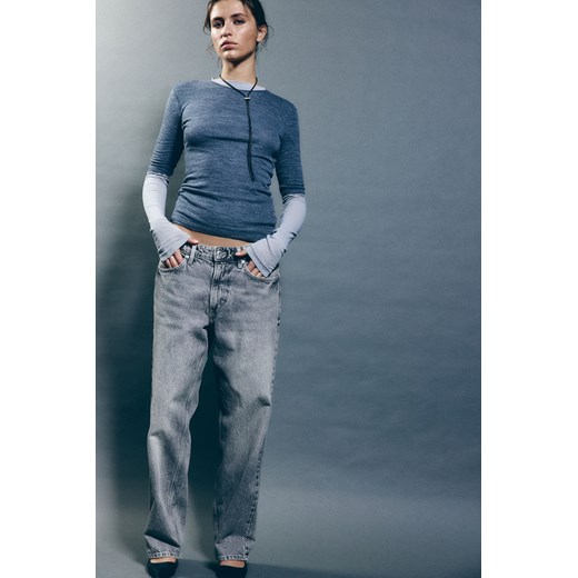 H & M - 90s Baggy Low Jeans - Szary ze sklepu H&M w kategorii Jeansy damskie - zdjęcie 169677660