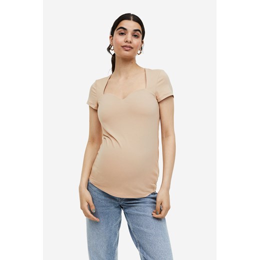 H & M - MAMA Dżersejowy top - Beżowy H & M M H&M