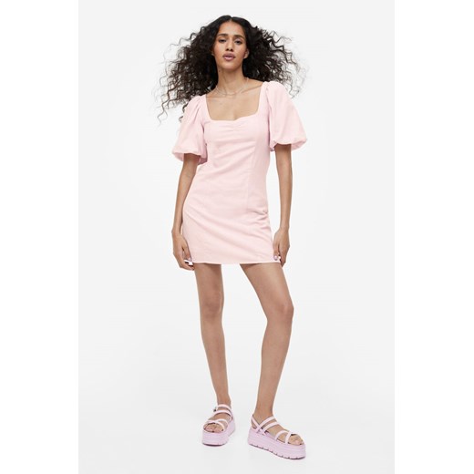 H & M - Sukienka z bufiastym rękawem - Różowy H & M XL H&M