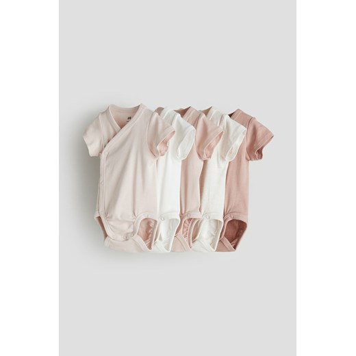 H & M - Bawełniane body 5-pak - Różowy ze sklepu H&M w kategorii Body niemowlęce - zdjęcie 169678263