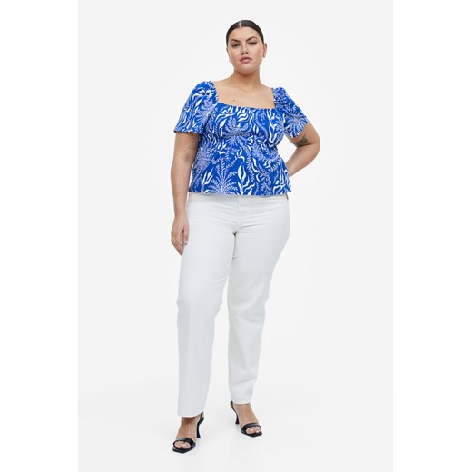 H & M - Elastycznie marszczony top - Niebieski ze sklepu H&M w kategorii Bluzki damskie - zdjęcie 169678330