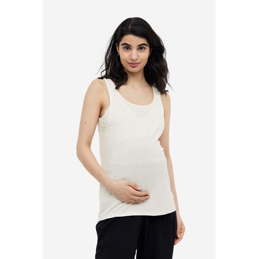 H & M - MAMA Koszulka dla karmiącej Before & After 2-pak - Beżowy ze sklepu H&M w kategorii Bluzki ciążowe - zdjęcie 169678344