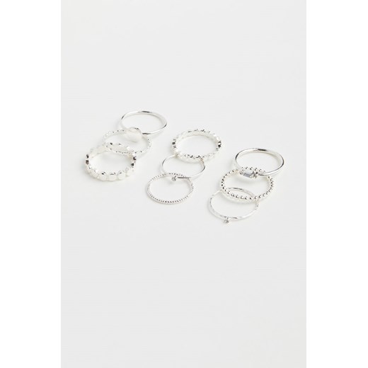 H & M - Pierścionek 9-pak - Srebrny ze sklepu H&M w kategorii Pierścionki - zdjęcie 169678494