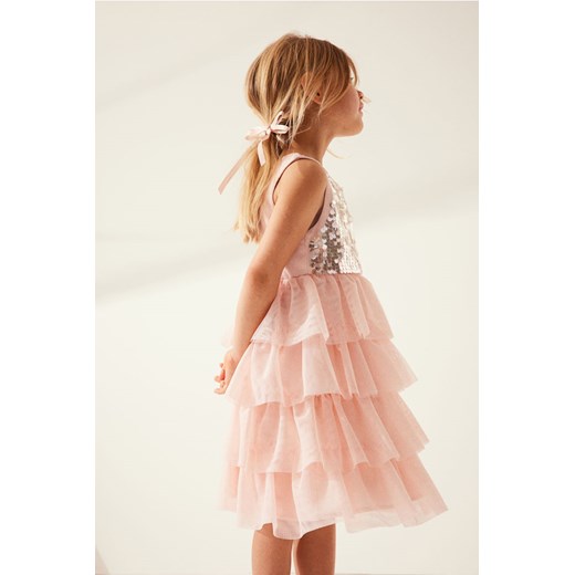 H & M - Tiulowa sukienka z cekinami - Pomarańczowy H & M 122 (6-7Y) H&M