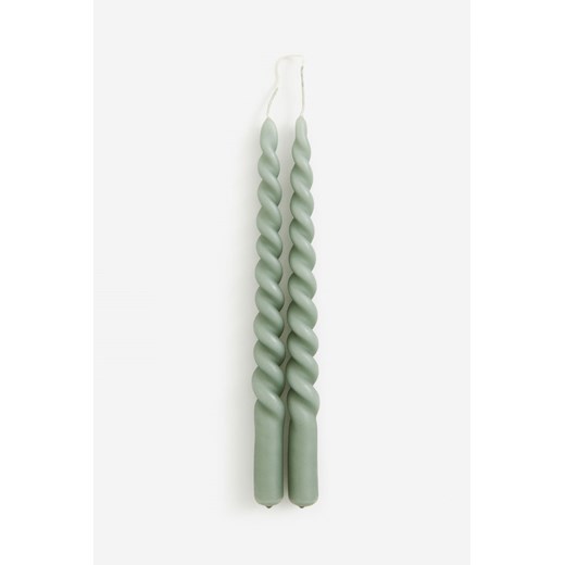 H & M - Spiralna świeca 2-pak - Zielony ze sklepu H&M w kategorii Świece i dyfuzory - zdjęcie 169678594