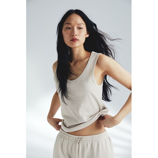 H & M - Koszulka w prążki - Beżowy ze sklepu H&M w kategorii Bluzki damskie - zdjęcie 169678771