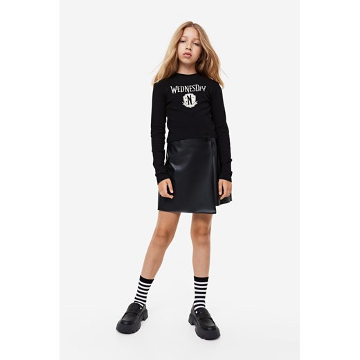 H & M - Dżersejowy top z nadrukiem - Czarny ze sklepu H&M w kategorii Bluzki dziewczęce - zdjęcie 169678772