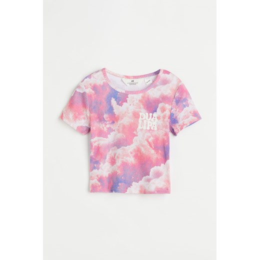 H & M - Krótki T-shirt z nadrukiem - Różowy ze sklepu H&M w kategorii Bluzki dziewczęce - zdjęcie 169679290