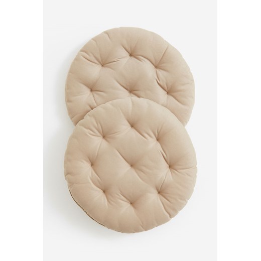 H & M - Okrągła poduszka na krzesło 2-pak - Brązowy ze sklepu H&M w kategorii Tekstylia ogrodowe - zdjęcie 169679310