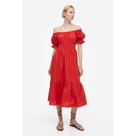 H & M - Sukienka z odkrytymi ramionami - Czerwony H & M XS H&M