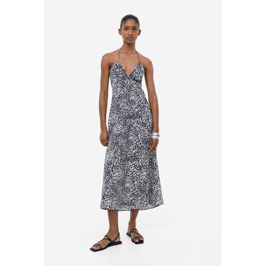 H & M - Bawełniana sukienka z mocowaniem na karku - Czarny H & M L H&M