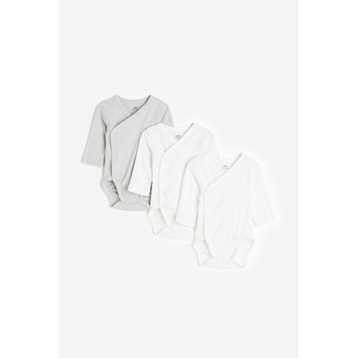 H & M - Body z długim rękawem 3-pak - Biały ze sklepu H&M w kategorii Body niemowlęce - zdjęcie 169679503