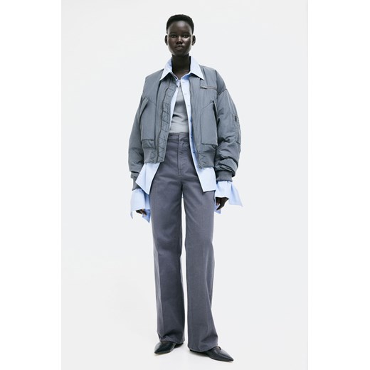 H & M - Proste spodnie z diagonalu - Szary H & M 40 H&M